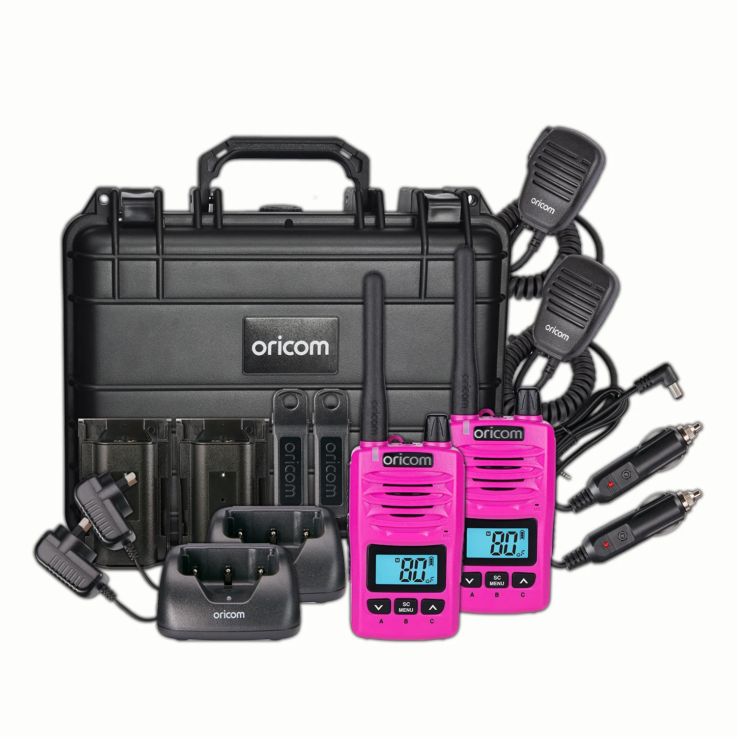 DTXTP600PNK 5 Watt IP67 Waterproof Handheld UHF CB Radio Trade Pack (Twin Pink Radios)