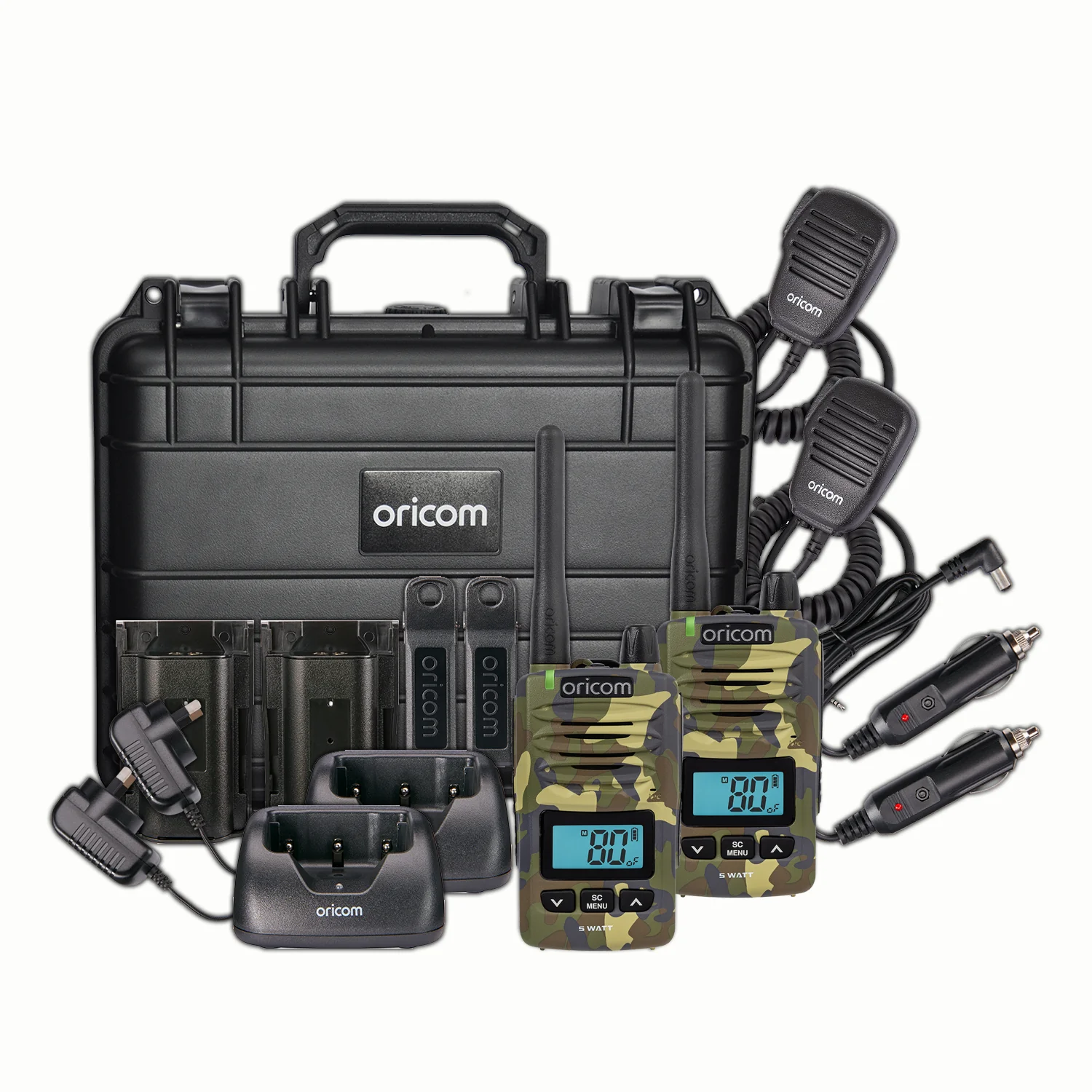 DTXTP600CAM 5 Watt IP67 Waterproof Handheld UHF CB Radio Trade Pack (Twin Camo Radios)