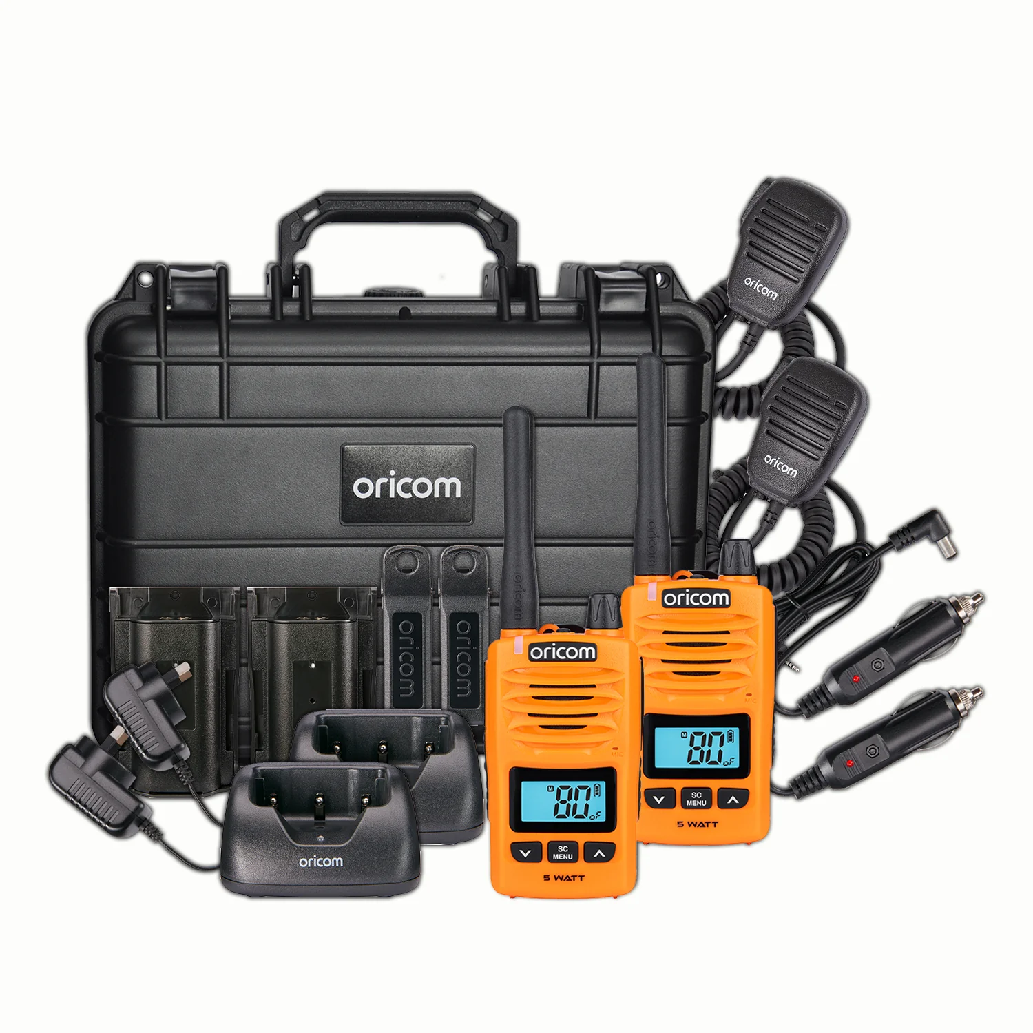 DTXTP600OR 5 Watt IP67 Waterproof Handheld UHF CB Radio Trade Pack (Twin Orange Radios)