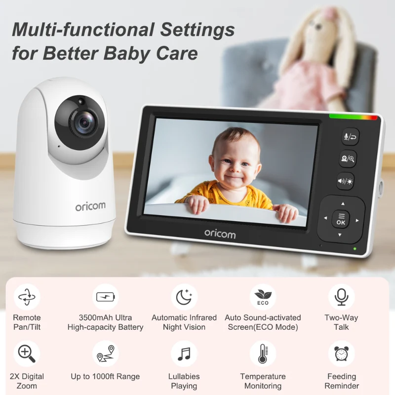 GPLUSVPSC430 4.3" Video Baby Monitor + OBHGPLUS Wearable Device - Image 7