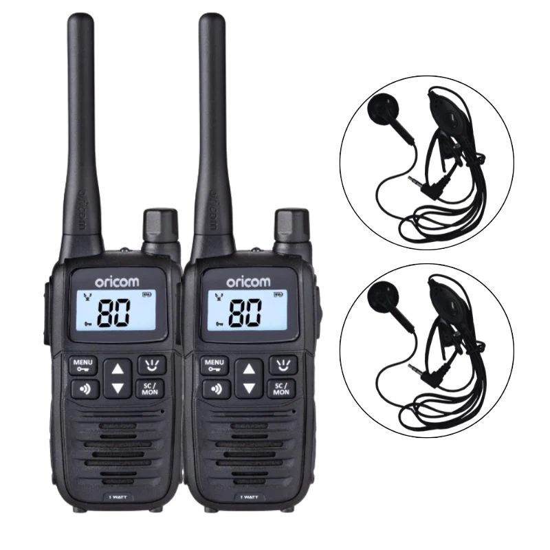UHF1420S-2 Handheld 1 Watt UHF CB Radio Twin Pack + BONUS Ear Bud Microphones