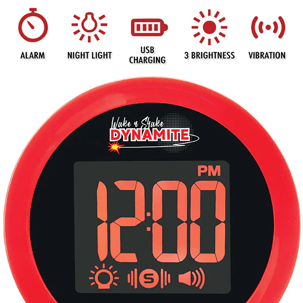 WNS80 Wake 'N' Shake Loud Alarm Clock with Shaker - Image 3